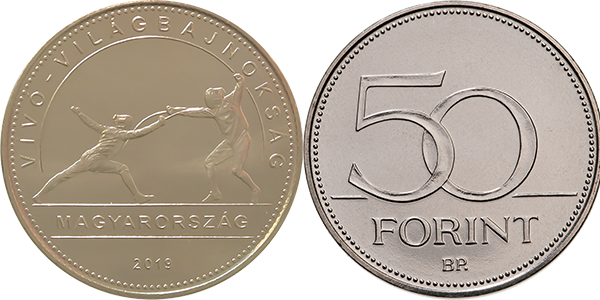 Монета в честь чемпионата мира по фехтованию FIE (Международная федерация по фехтованию)