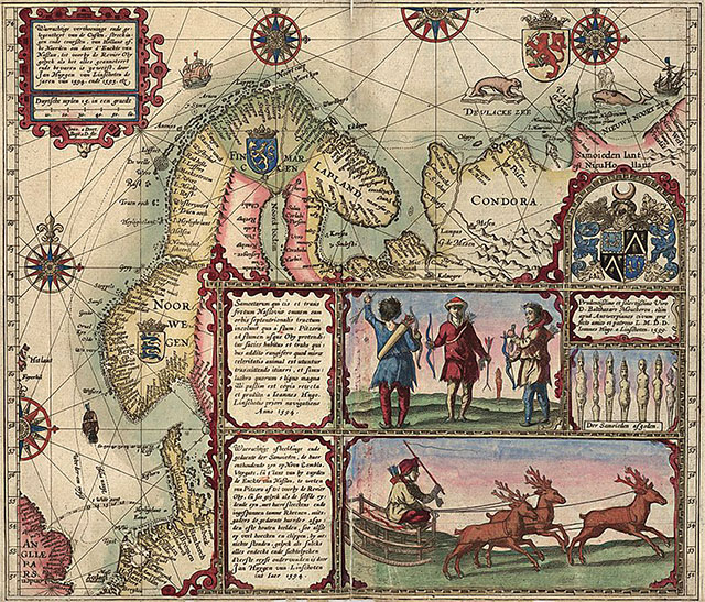 Карта первой экспедиции Баренца, составленная ван Линсхотеном. 1601 год