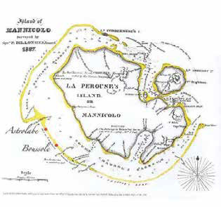 Древнейшая карта о. Ваникоро, составленная Диллоном в 1827 году