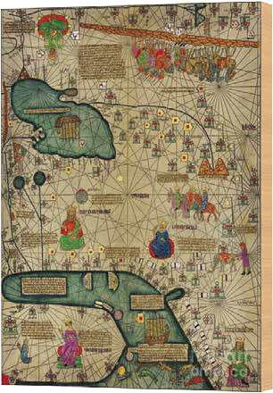 Персидский залив и Аравийское море на Каталонском атласе 1375 года